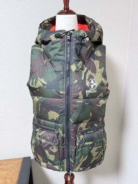 Polo Ralph Lauren RLX Womens Hooded PUFFER VEST Camouflage Size XS EUC